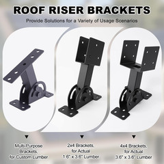 4X4 Heavy Duty Roof Riser Brackets Kit 3 Pcs，Adjustable Angle Pergola Brackets B