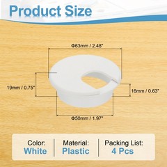 10 Pcs 2″ Desk Grommet Plastic Desk Hole Cover Cable Grommet White
