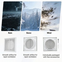 1Set Vent Cover with Built-in Screen Mesh (6″ OD) – Square Louver Air Wall Vent