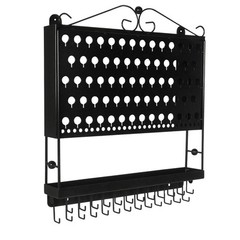 Designers Impressions JR20-FB Flat Black Large Wall Mounted Jewelry Rack