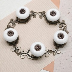 suiwotin 4pcs Ceramic Knobs White Dresser Knobs, Vintage 4 Pieces,