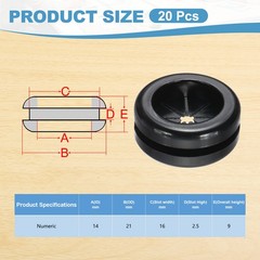 20 Pcs 9/16″ Rubber Grommet Round Rubber Hole Plugs Black