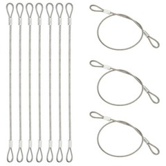 10 Pcs Dia. 2mm 12″ Long Stainless Security Ropes with Double Loops, Silver