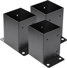 4 X 4 Post Base 3 Pcs,Inner Size 3.6″X3.6″Deck Post Base,Heavy Duty Metal Black