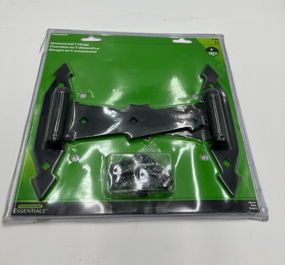 The Hillman Genuine 8-Inch Ornamental T-Hinge Black Finish 851659 461611