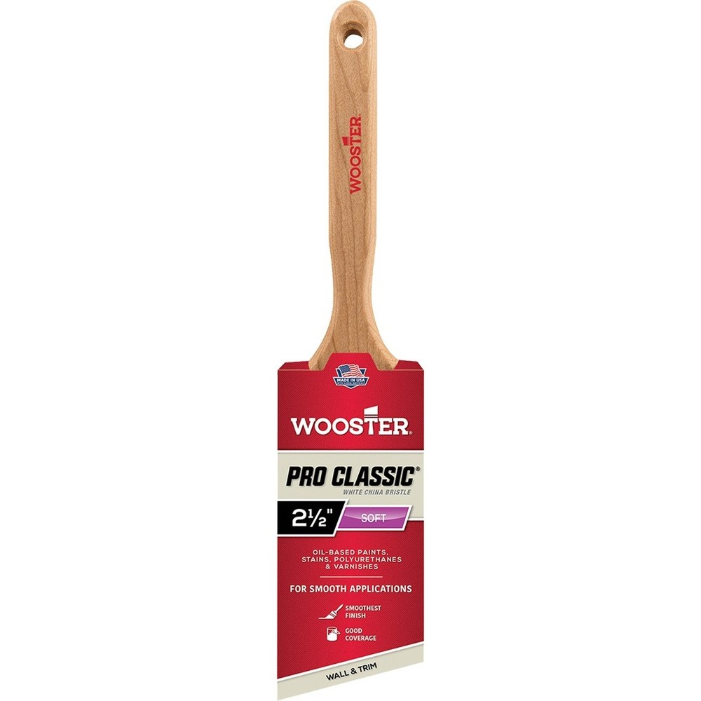 Wooster Z1222 2-1/2″ Pro Classic White China Soft Bristle Angle Sash Paint Brush