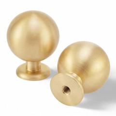 QOGRISUN 10-Pack Solid Brass Cabinet Knobs, Round Standard-1.1 Inch,