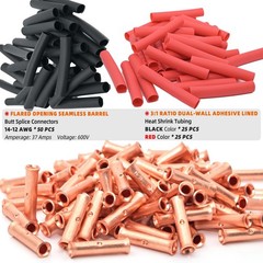 SVAAR 14-12 Gauge Flared Barrel Butt Splice Connectors Kit 50PCS 14-12 AWG No…