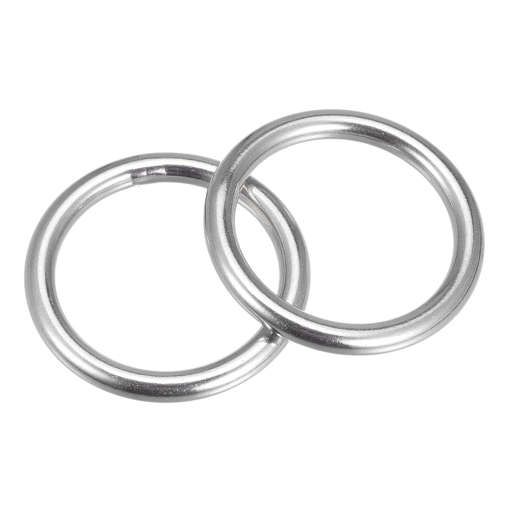 2pcs 316 Stainless Steel Round Ring Welded O-Rings 40mm(1.57″) ID 6mm Thick