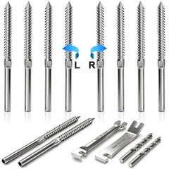 100 Pk T316 Stainless Steel Left Right Swage Lag Screws 1/8 Railing w/ Wrench DM
