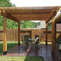 4×4 Post Base 4 Pcs,（Inner Size3.5″x3.5″） Wood Fence Pergola Post Bracket, Bl…