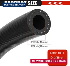 3/8 Inch (10mm) ID Fuel Line Hose 10FT NBR Rubber Push Lock Hose High Pressure 3