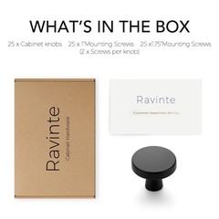 Ravinte 25 Pack Drawer Pulls 1-1/4 Inch Kitchen Cabinet 1-1/4″, Matte Black