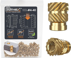 100 Brass M3 Threaded Inserts 4-40 UNC Heat Pressure Bushings 3D Printing Rx-4