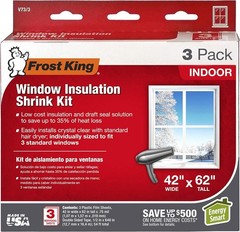 Frost King V73/3 Window Insulation Kit, 42″ x 62″, 3-Pack, Indoor – New