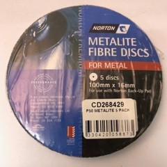 METALITE FIBRE DISCS FOR METAL P50 (PACKS OF 5) 100 MM X 16 MM