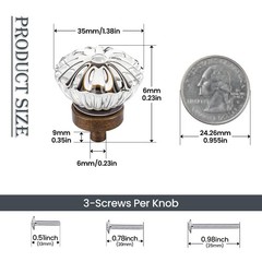 CEYMIO Crystal Cabinet Knobs Cabinets Knob, 4 4pack, Antique Brass Bronze