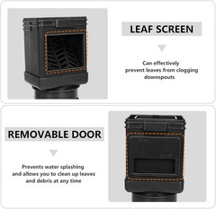 Downspout Filter, Leaf Gutter Guard, Black 2 Pk Fits 2X3 & 3X4 Drainpipe