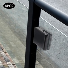 Glass Clamp Set of 8 Black 8-10mm Square For Glass Door Panel Mounting Hardware