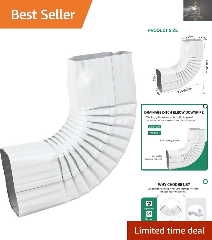 Durable 90° Gutter Downspout Elbow – Aluminum 2×3