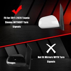 White Passenger Side Replacement Mirror Cover Cap Housing for 2011-2019 Toyot…
