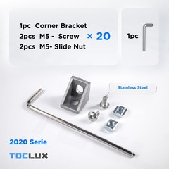 20 Sets Silver 2020 Corner Bracket Kit for 2020 & 2040 20 sets,