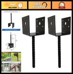 U Shaped 4×4 Concrete Anchor Spike, Fence Post Base, Black Coated (2 Pack)