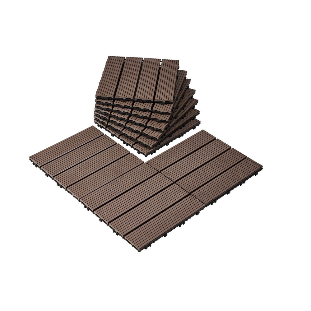 Interlocking Deck Tiles Plastic Wood, 27 Pack,12″x12″ 27 sq. ft Waterproof Outdo