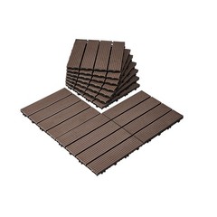 Interlocking Deck Tiles Plastic Wood, 27 Pack,12″x12″ 27 sq. ft Waterproof Outdo