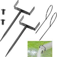 Black Rainwater Downspout Bracket with Strap, Adjustable Heavy-Duty Galvanized I