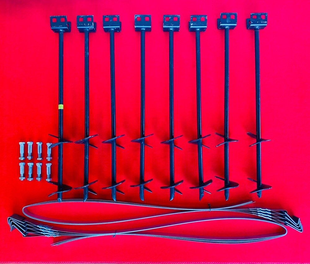 Mobile Home Parts Set of 8 Auger Type Anchors Tie Down Straps & Bolts