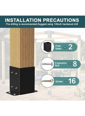 4X4 Post Base 2 Pcs, Inner Size 3.6″X3.6″ Deck Post Base, Heavy Duty Powder-Coat