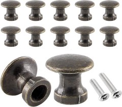 Uenhoy 12 Pcs Mini Cabinet Knobs 1/2 Inch (12mm) Dia Bronze Drawer