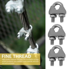 3 Count Steel Cable Crimps Wire Metal Clip Hardwares Clamps Rigging