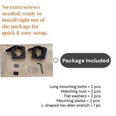 Tool Holder Clips, 2 Pack Black Utility Mount Clamps for Shovels Rakes Baseball