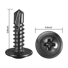 Wensilon (350Pcs)#8×5/8” for Sheet Metal Self-Tapping Screws #8X5/8″, Black