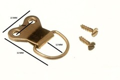 Picture Frame Hanging D Anneau Double EB Brass Plated & Screws Pack Of 20