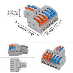 Push in Wire Connectors 10 Pcs 2 in 6 Out Lever