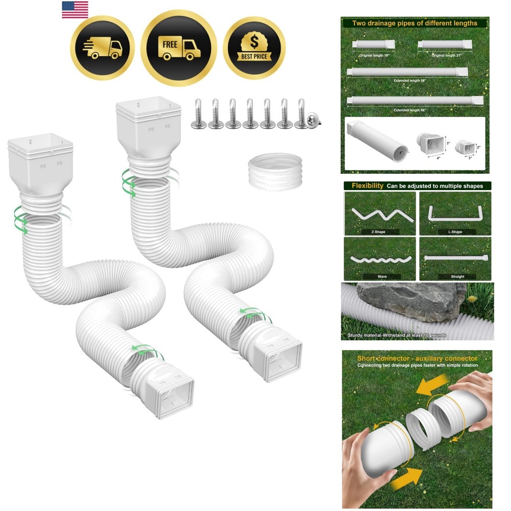 Rain Gutter Downspout Extensions, Downspout Extender for Rainwater Drainage F…