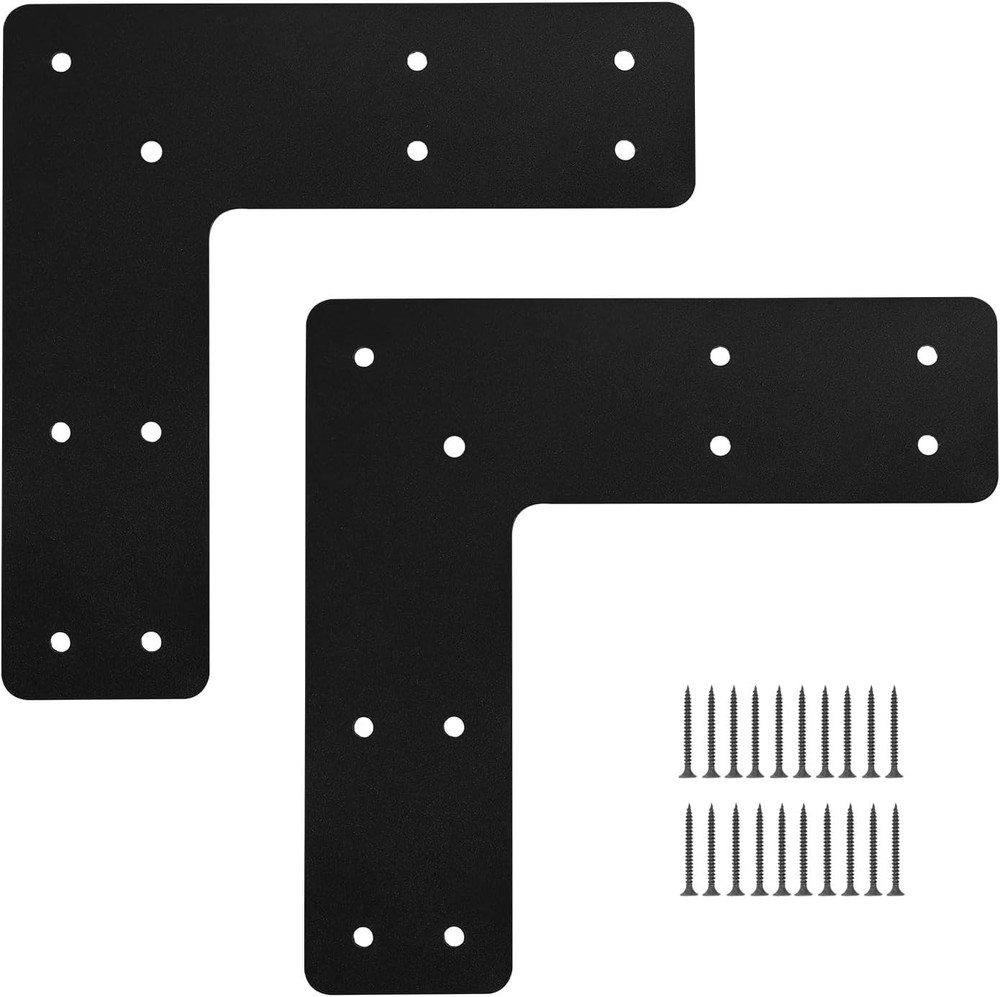 Black Powder Coated L Post Brackets 10×10 for Wood Repair 2 Pack