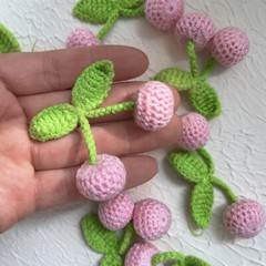 1X Knit Cherry Patch Sweet Cute Accessories DIY Japanese Lolita Sewing Applique