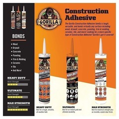 Gorilla Construction Adhesive Ultimate, 9 ounce Cartridge