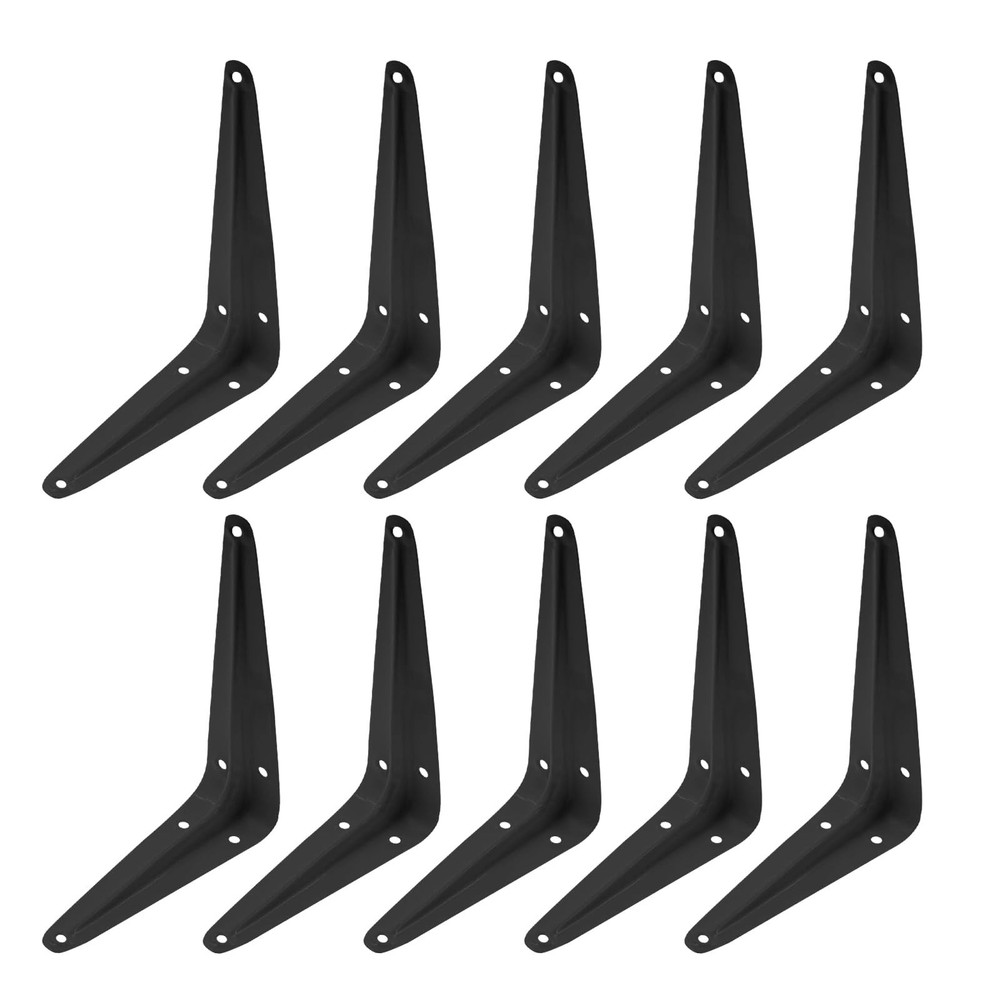 10 Pcs Shelf Brackets, 5 x 6 Inch Black Heavy Duty Metal Wall Corner Angle Sh…
