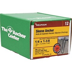 The Hillman Group 370823 Hex Head Sleeve Anchor, 1/4 X 1-3/8-Inch, 50-Pack