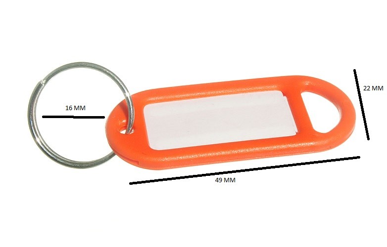 Key Anneau Tag 50mm X 20mm With Label And Split Orange Pack Of 20