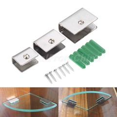 4pcs Stainless Glass Shelf Handrails Square Clamp Holder Brackets Clip Bracket