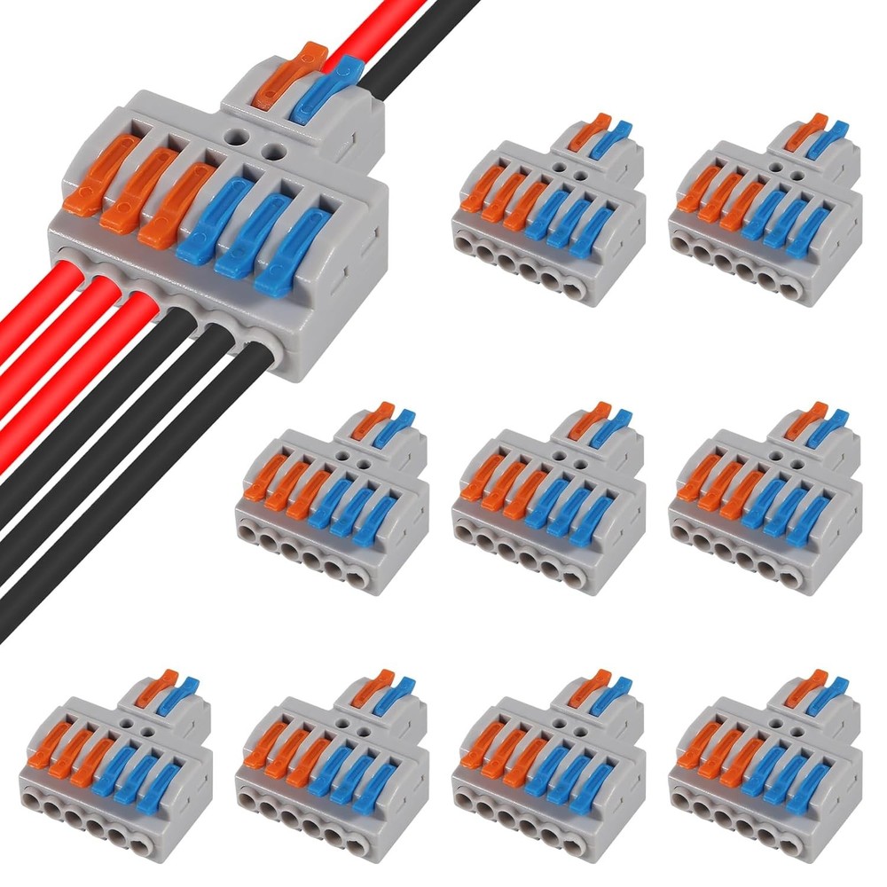 Push in Wire Connectors 10 Pcs 2 in 6 Out Lever