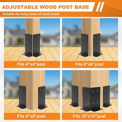 4X4 Post Anchor Base 2 Set,Adjustable Post Base Brackets for 4×4,6×6,8×8 Post…
