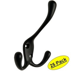 *25 Pack* Designers Impressions Flat Black Heavy Duty Coat & Hat Hook #58326