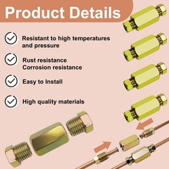4 Sets of 3/16” Brake Line Tubing Unions (Connectors) with 8 Nuts (3/8 